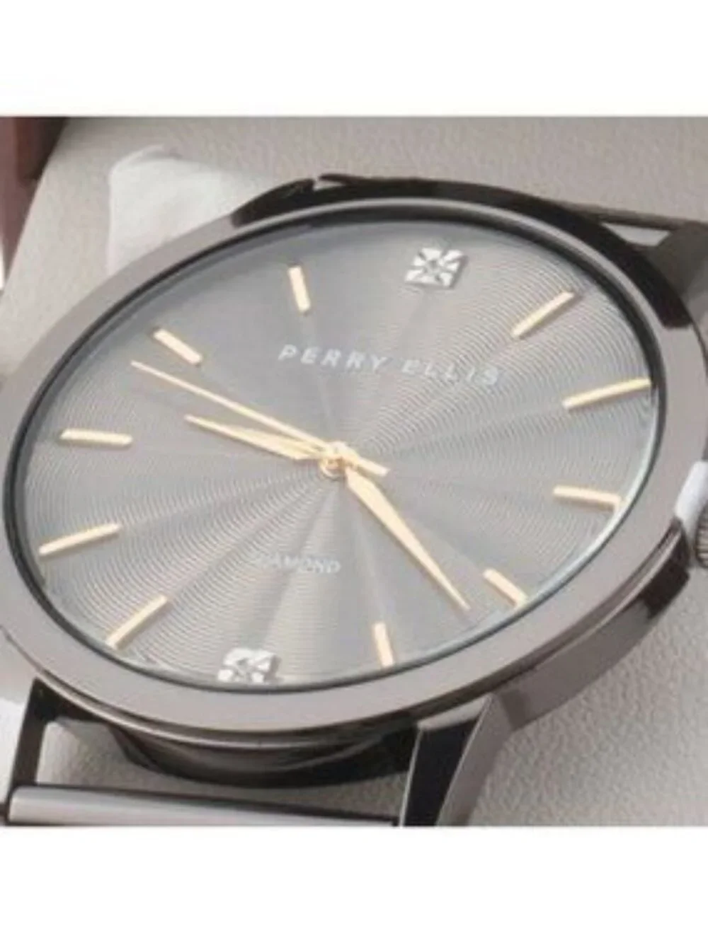 PERRY ELLIS Men's Gunmetal Mesh Strap Watch